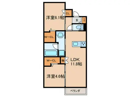 塚口本町1丁目ヘーベルメゾン(2LDK/3階)の間取り写真