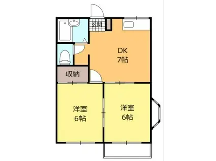 シンフォニー真里谷(2DK/2階)の間取り写真