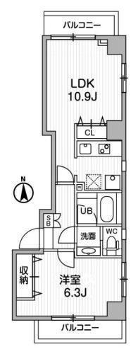 リテラス中目黒(ワンルーム/3階)の間取り写真