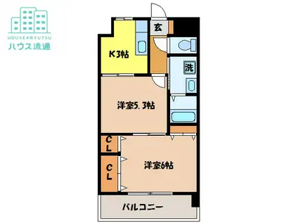 ステートリーマンション鷲崎(2K/5階)の間取り写真