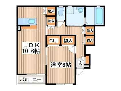 シュエット(1LDK/1階)の間取り写真