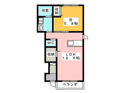 OAK WOOD GARDEN(1LDK/1階)の間取り写真