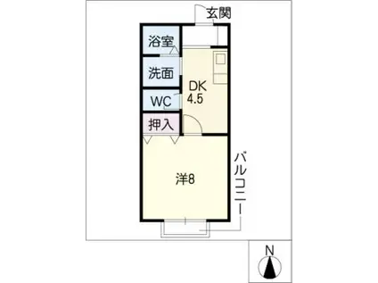 ハウスリッチェル(1DK/2階)の間取り写真