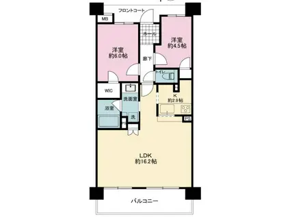 クリオ鴨居(2LDK/2階)の間取り写真