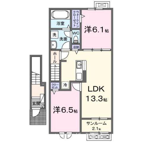 ラフテル(2LDK/2階)の間取り写真