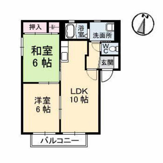 ILEXHEIM B棟(2LDK/2階)の間取り写真