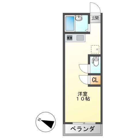 グリーンシャトー(1K/2階)の間取り写真