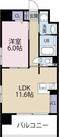 ヴァンドーム新蔵(1LDK/3階)の間取り写真