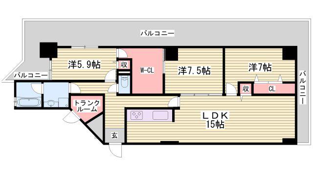 ハイライズ東雲(3LDK/7階)の間取り写真