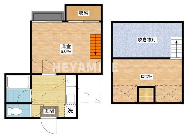 シャトル昭和(1SK/2階)の間取り写真