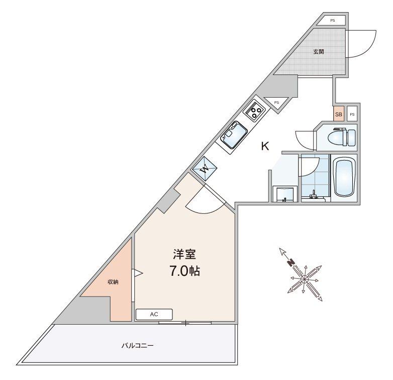 ナパージュ竹ノ塚駅前(1K/4階)の間取り写真