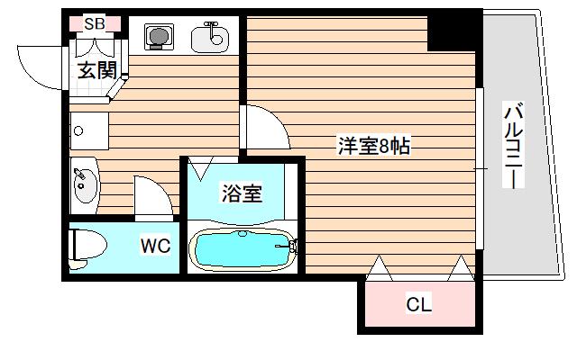 ヴィクトワール福島(1K/4階)の間取り写真