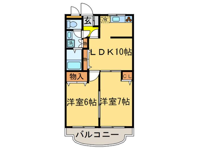 リヴェールたちばな(2LDK/1階)の間取り写真