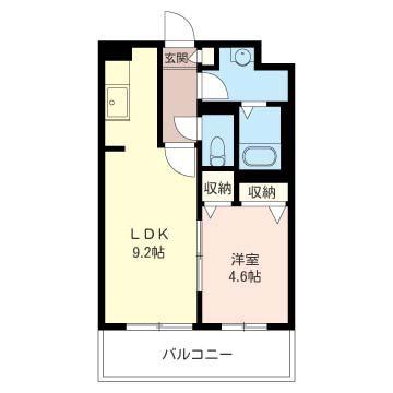 ボーフルーヴナガセ(1LDK/3階)の間取り写真