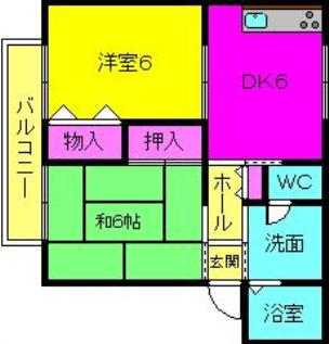 ハイツ辻村I(2DK/1階)の間取り写真