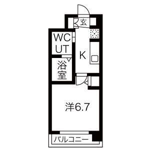 エグゼ弁天町(1K/2階)の間取り写真