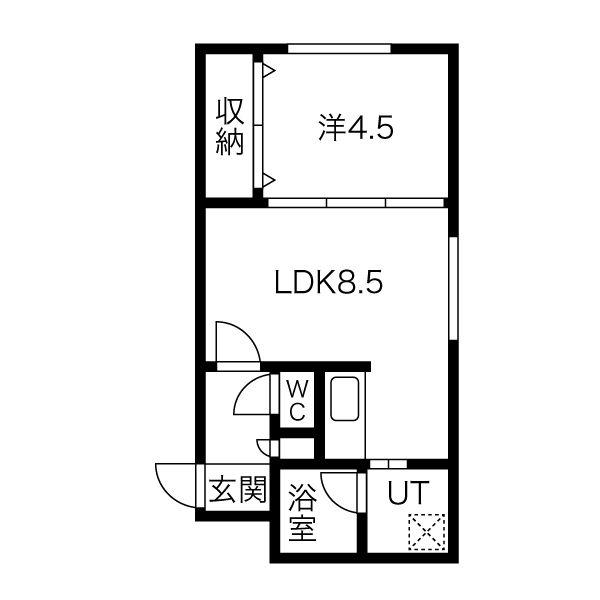 CHAMBRE南郷(1LDK/1階)の間取り写真
