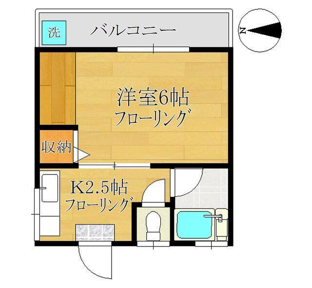 和幸マンション(1K/4階)の間取り写真