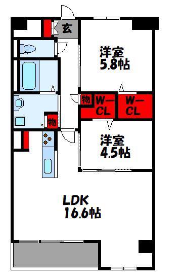 レガリア新宮(2LDK/2階)の間取り写真