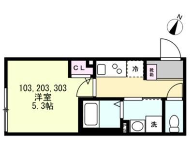 ベイルーム稲田堤(1K/1階)の間取り写真