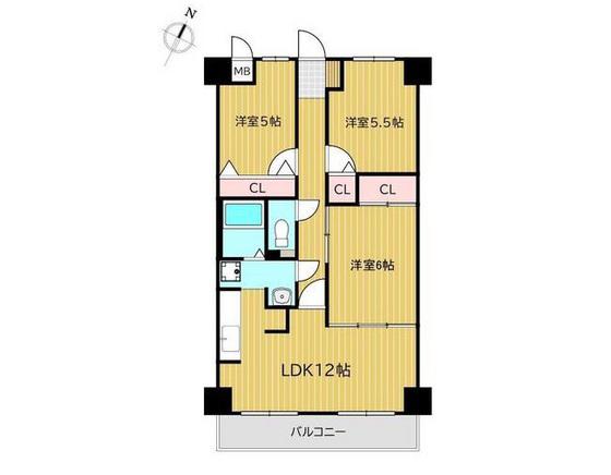 ガーデングラス桑野(3LDK/3階)の間取り写真