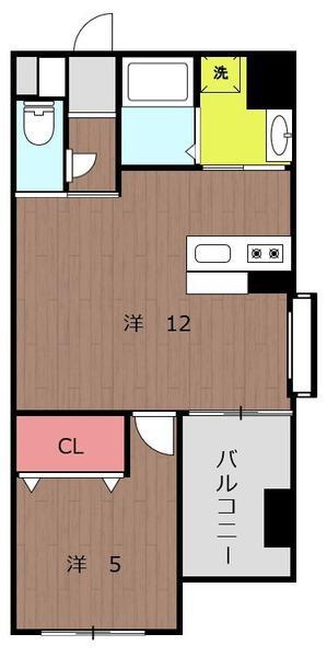 ソラーレ広島(1LDK/3階)の間取り写真