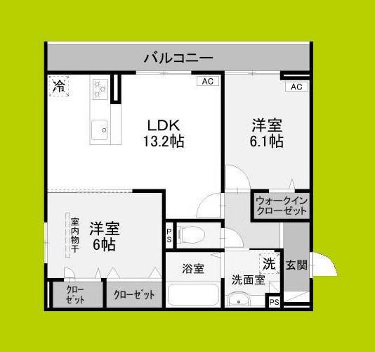 エクシードII(2LDK/2階)の間取り写真