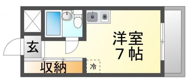 ハイツ衣笠(ワンルーム/1階)の間取り写真