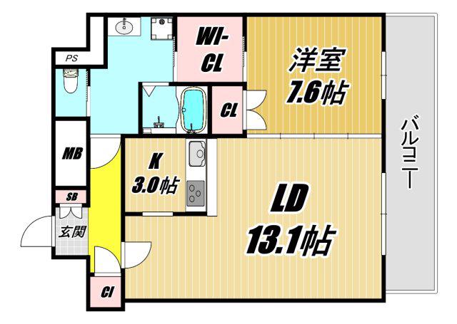 ベルファース尼崎(1LDK/9階)の間取り写真