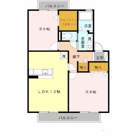 セレブリティ長吉 B棟(2LDK/2階)の間取り写真