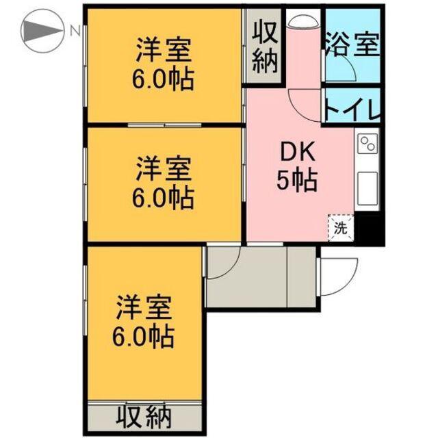 Dフラット東別院(3DK/6階)の間取り写真