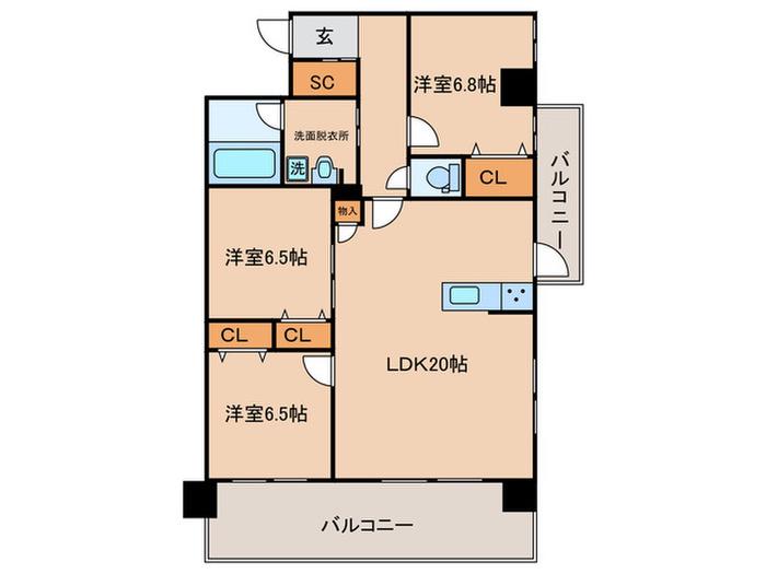 ニューガイア川崎NO.70(3LDK/4階)の間取り写真