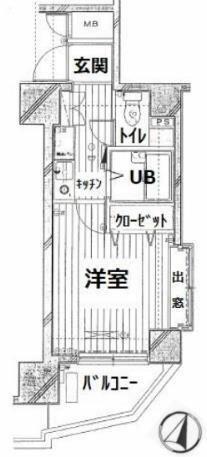 パークウェル三軒茶屋(1K/2階)の間取り写真