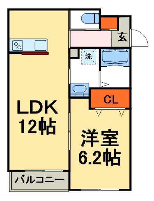 ヴェルドミール(1LDK/1階)の間取り写真