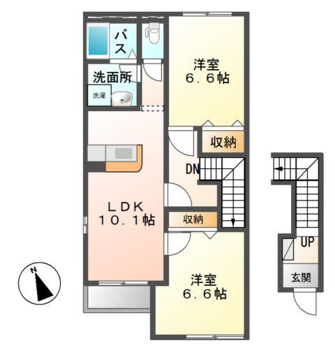 チアーズシャンパーニュ(2LDK/2階)の間取り写真