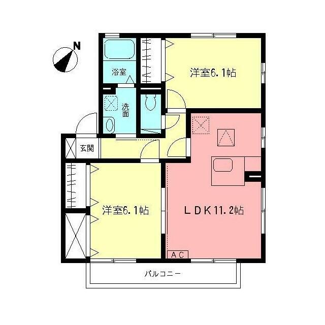 セディアパル(2LDK/1階)の間取り写真