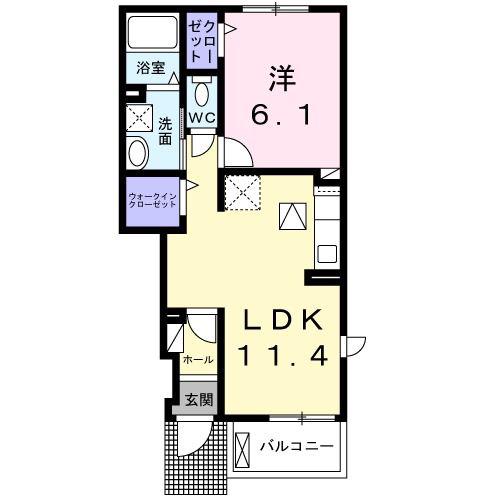 スカースデールII(1LDK/1階)の間取り写真