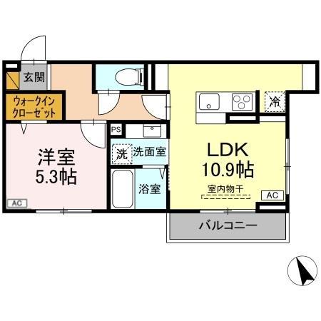 セレウィータ栄町(1LDK/2階)の間取り写真