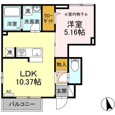 ルミエールD(1LDK/1階)の間取り写真