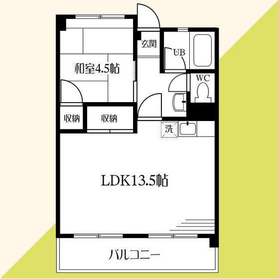 ネイヴィーフィールド井土ヶ谷(1LDK/4階)の間取り写真