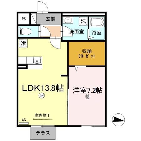 セジュール・栗林南(1LDK/1階)の間取り写真