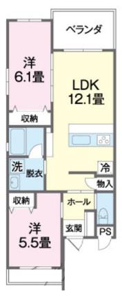 セレーノHOUSE(2LDK/3階)の間取り写真