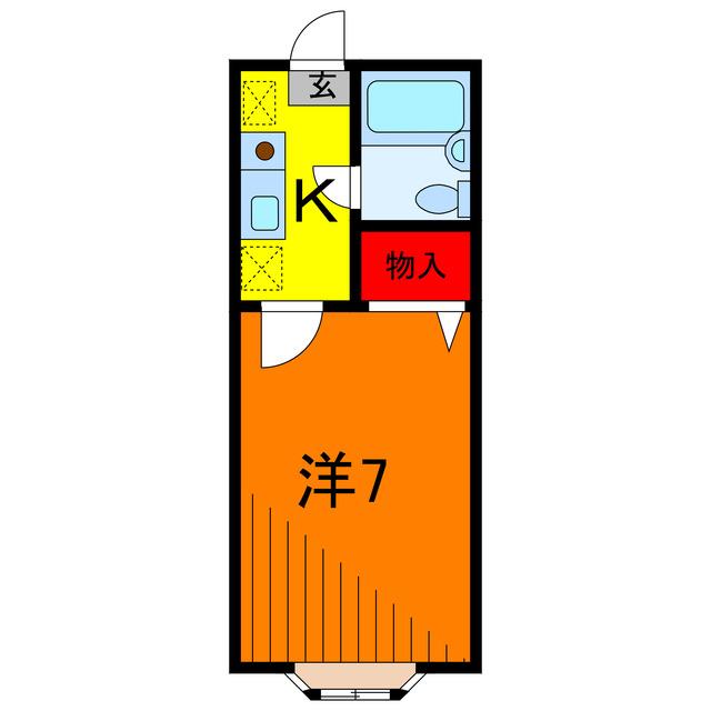シャンブル綾瀬H(1K/2階)の間取り写真