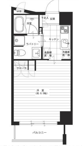 OAZO千里丘(1K/4階)の間取り写真