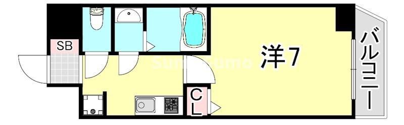 CRESTTAPP神戸湊町NOIR(1K/3階)の間取り写真