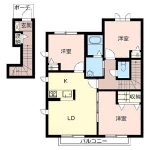 パルテール加古川(3LDK/2階)の間取り写真