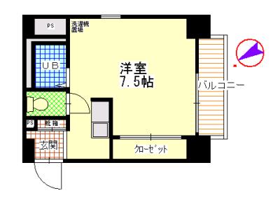 石綿フラット(ワンルーム/2階)の間取り写真
