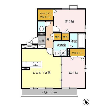 ルミエール(2LDK/2階)の間取り写真
