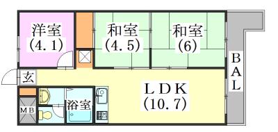 メゾン三田赤坂(3LDK/5階)の間取り写真
