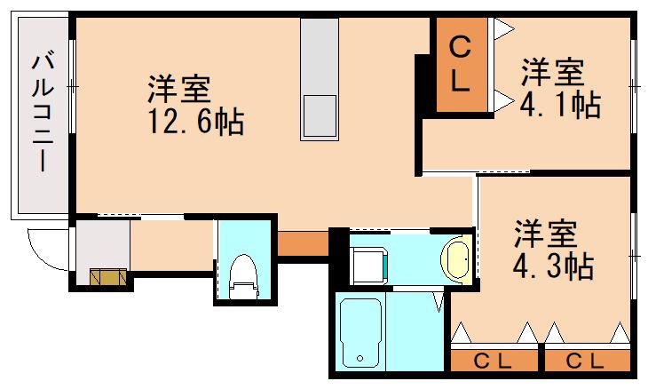原町2丁目アパート(2LDK/1階)の間取り写真